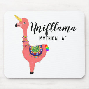 Funny Unifllama: Unicorn-Flamingo-llama Mythical A Mousepad