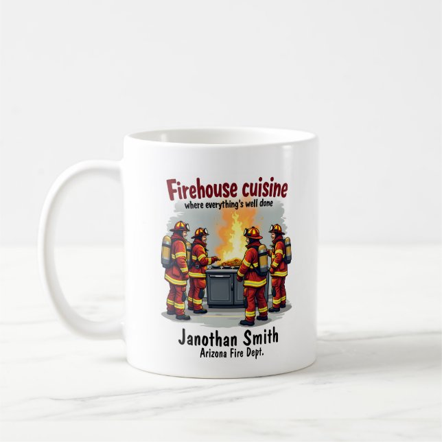 Funny Unique Cooking Firefighter  Kaffeetasse (Links)