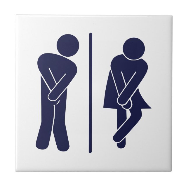 Funny Unisex Badezimmer Sign Fliese (Vorderseite)