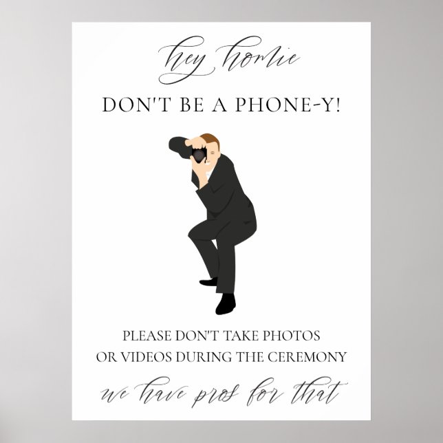 Funny Unplugged Zeremony Wedding Sign Poster (Vorne)
