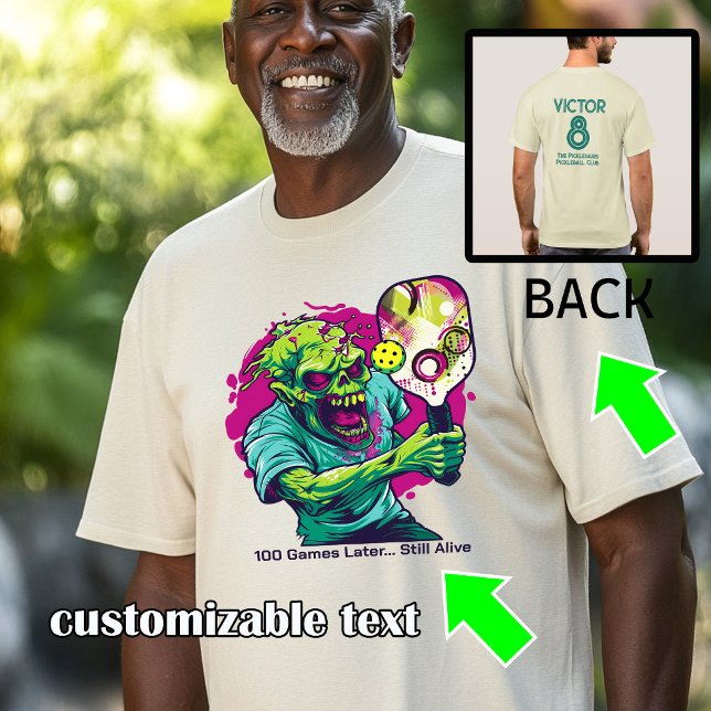 Funny Untot Dinker T-Shirt (Funny Undead Dinker T-Shirt, pickleball zombie with customizable text)