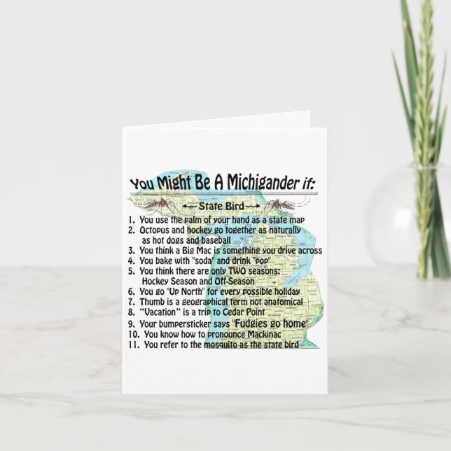 FUNNY Up North Yooper Sie könnten Michigander sein Karte (Vorderseite)