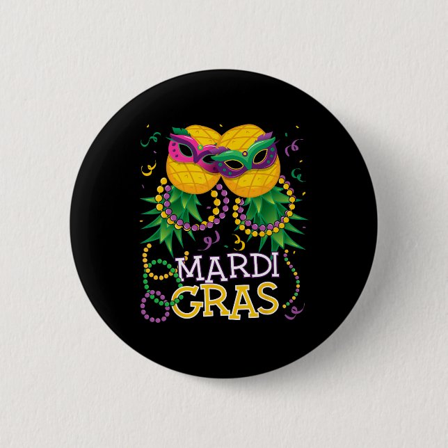 Funny Updown Pineaple Swinger Mardi Gras Bea Button (Vorderseite)