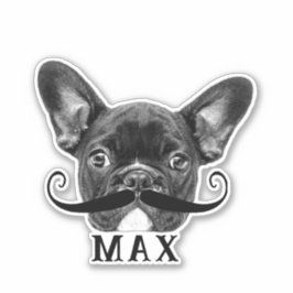 Funny Upload Pet Face Foto & Name mit Mustache Aufkleber
