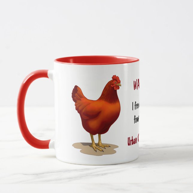 Funny Urban Hühnchen Bauer Red Hain Tasse (Links)