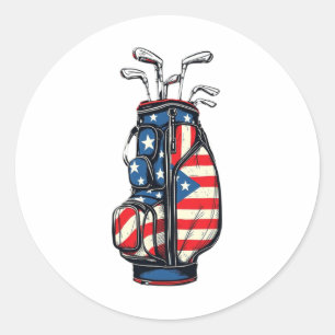 Funny US Flag Golf T-Shirt 4. Juli Patriotic Golf Runder Aufkleber