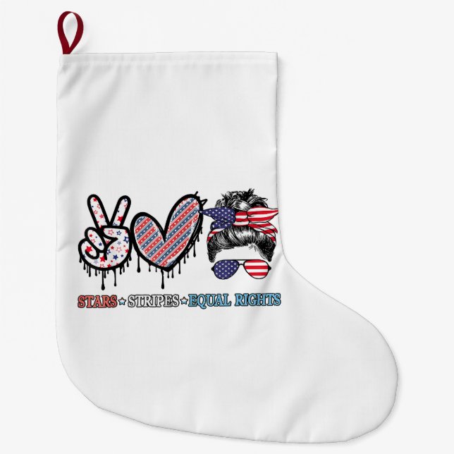 Funny US Flag Patriotic Großer Weihnachtsstrumpf (Vorderseite)