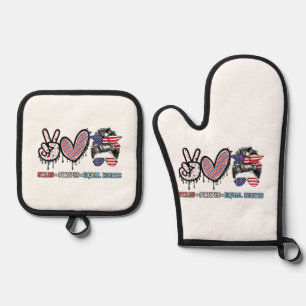 Funny US Flag Patriotic Ofenhandschuh & Topflappen-Set