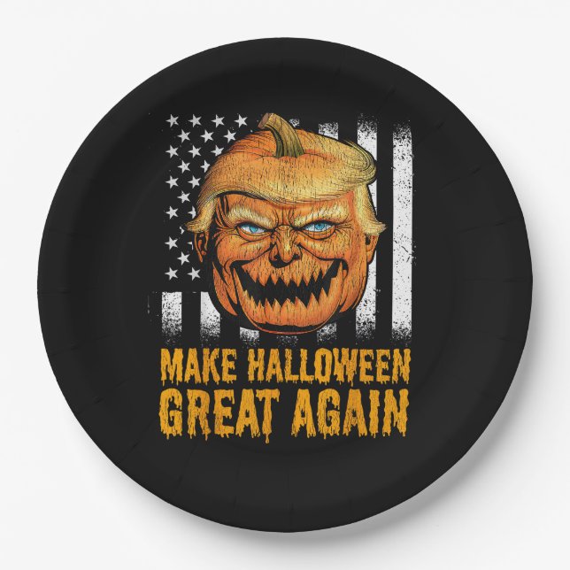 Funny US Trumpkin Halloween wieder groß Pappteller (Vorderseite)