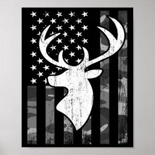 Funny Usa Flag Camouflage Whitetail Buck Deer Hunt Poster