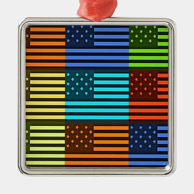 Funny USA Flag Silbernes Ornament (Vorne)