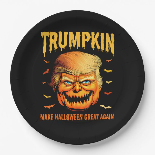 Funny Usa Pumpkin Trumpkin Make Halloween Great Ag Pappteller (Vorderseite)