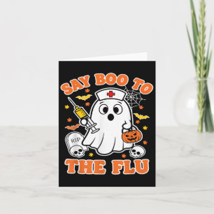 Funny Vaccine sagt Boo zum Grippegasturse Hallo Karte