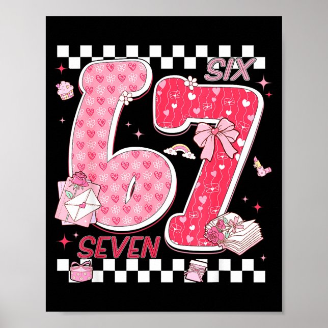 Funny Valentine 67 Six Seven Meme Nk Bow Boy Girl  Poster (Vorne)