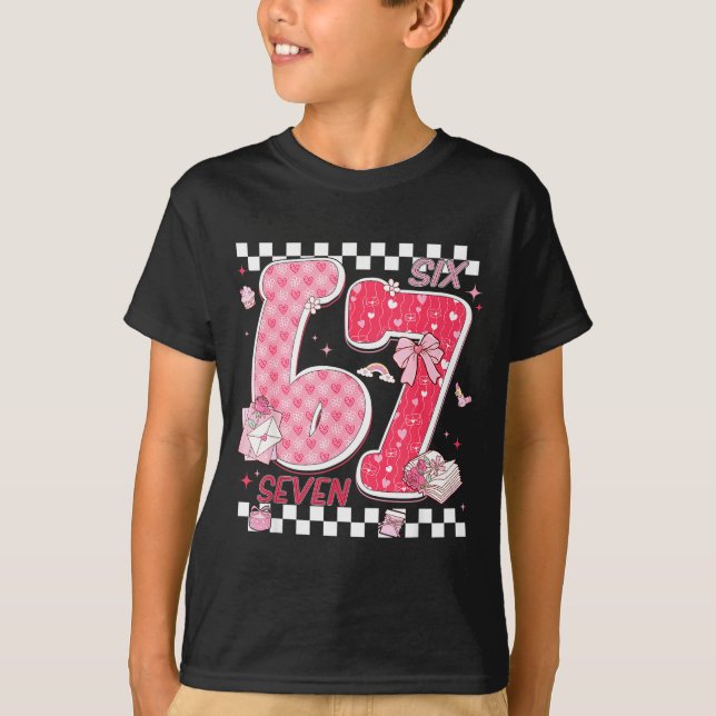 Funny Valentine 67 Six Seven Meme Nk Bow Boy Girl  T-Shirt (Vorderseite)