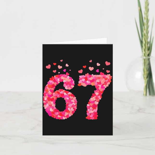 Funny Valentine 6 7 Meme Boy Six Seven Hearts Gen  Karte (Vorderseite)