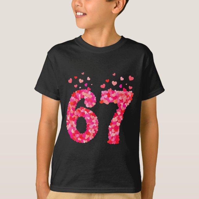 Funny Valentine 6 7 Meme Boy Six Seven Hearts Gen  T-Shirt (Vorderseite)