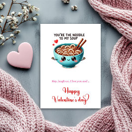 Funny Valentine Card with Cute Cartoon Food Humor Feiertagskarte