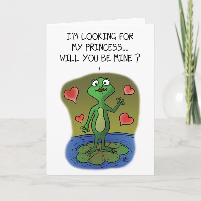 Funny Valentine Cards: Frosch-Liebe Feiertagskarte (Vorderseite)
