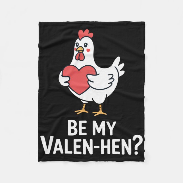 Funny Valentine Cute Chicken Lover Be My Valen Hen Fleecedecke (Vorderseite)