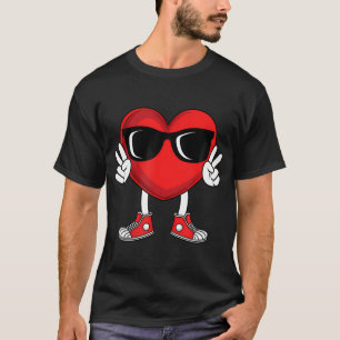 Funny Valentine Day Heart Peace Hand Boys Girls T-Shirt