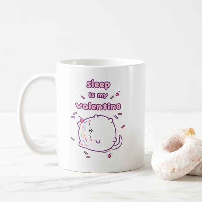 Funny Valentine Day Kitty Cat Kaffeetasse (Mit Donut)