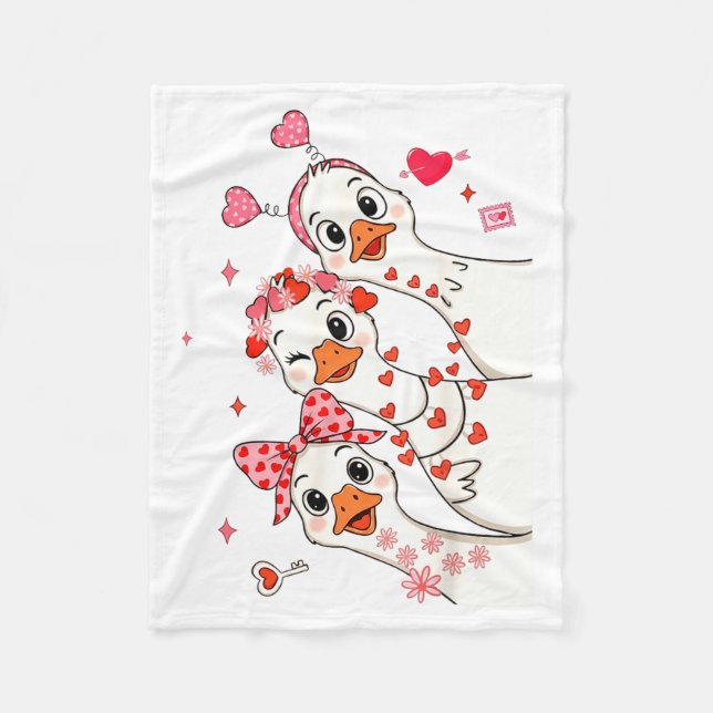 Funny Valentine Goose Nk Coquette Valentines Girls Fleecedecke (Vorderseite)