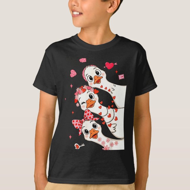 Funny Valentine Goose Nk Coquette Valentines Girls T-Shirt (Vorderseite)