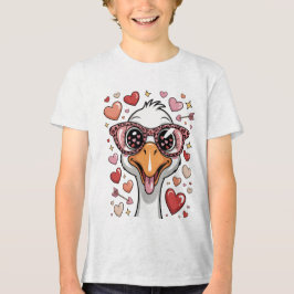 Funny Valentine Goose with Heart Sunglasses & Leop Tri-Blend Shirt