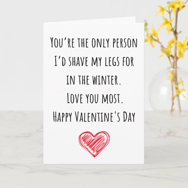 Funny Valentine I Shaved meine Legen geklappt Karte (Gelbe Blume)