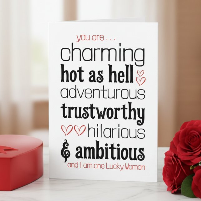 Funny Valentine’s Day Card for Husband Dankeskarte (funny valentines day card for husband with romantic humor bold typography design)