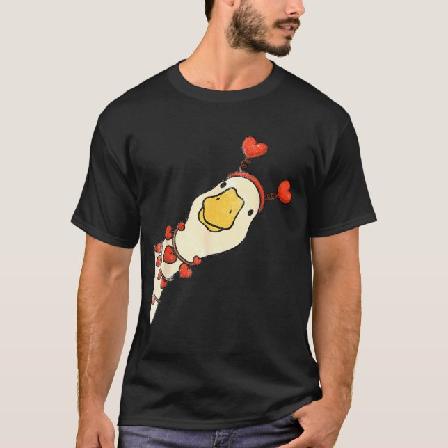 Funny Valentine Silly Gooses Duck Heart Love Match T-Shirt (Vorderseite)