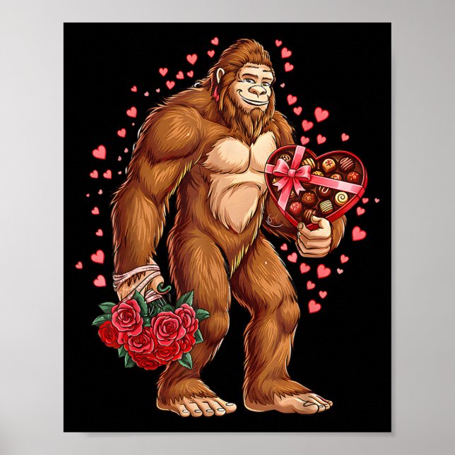 Funny Valentines Day Bigfoot Heart Love Sasquatch  Poster (Vorne)