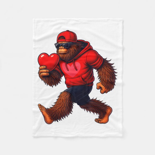 Funny Valentines Day Bigfoot Heart Sungles Sasquat Fleecedecke (Vorderseite)