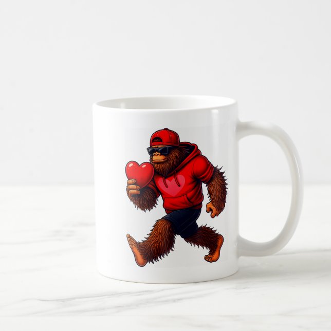 Funny Valentines Day Bigfoot Heart Sungles Sasquat Kaffeetasse (Rechts)
