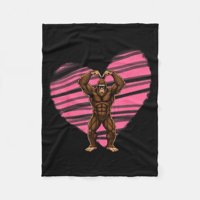 Funny Valentines Day Bigfoot Sungles In Heart Sasq Fleecedecke (Vorderseite)