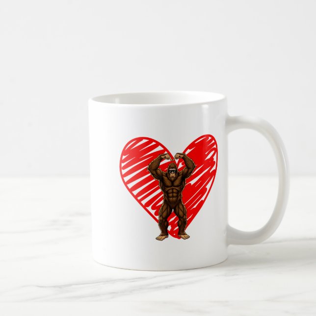 Funny Valentines Day Bigfoot Sungles In Heart Sasq Kaffeetasse (Rechts)