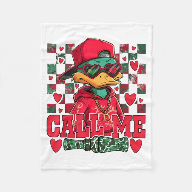 Funny Valentine's Day Boy Duck Hunting Call Me Tod Fleecedecke (Vorderseite)