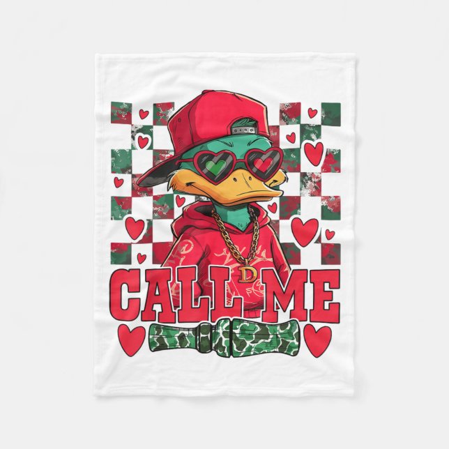 Funny Valentine's Day Boy Duck Hunting Call Me Tod Fleecedecke (Vorderseite)