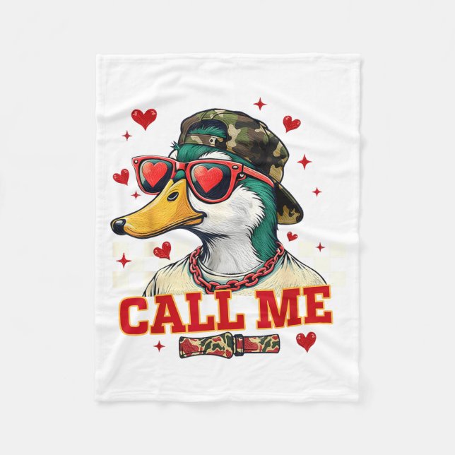 Funny Valentine's Day Boy Duck Hunting Call Me Tod Fleecedecke (Vorderseite)