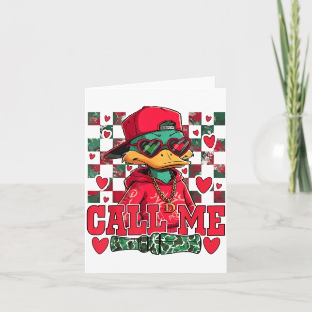 Funny Valentine's Day Boy Duck Hunting Call Me Tod Karte (Vorderseite)