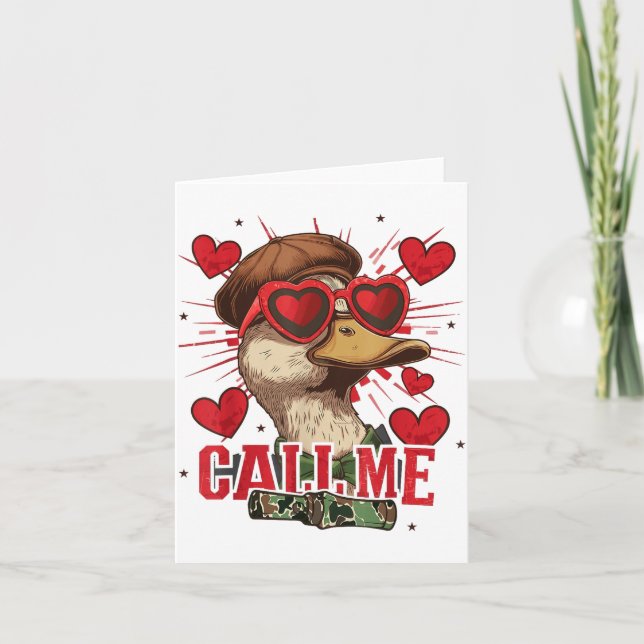 Funny Valentine's Day Boy Duck Hunting Call Me Tod Karte (Vorderseite)