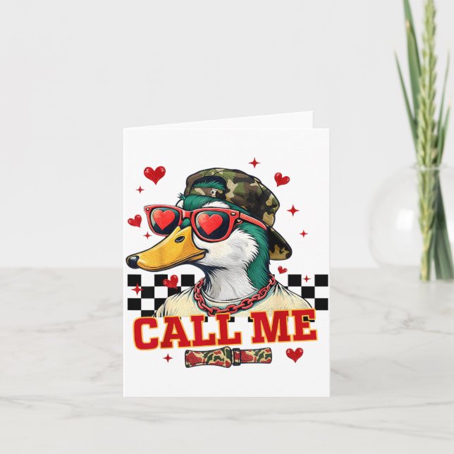 Funny Valentine's Day Boy Duck Hunting Call Me Tod Karte (Vorderseite)