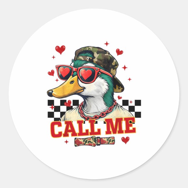 Funny Valentine's Day Boy Duck Hunting Call Me Tod Runder Aufkleber (Vorderseite)