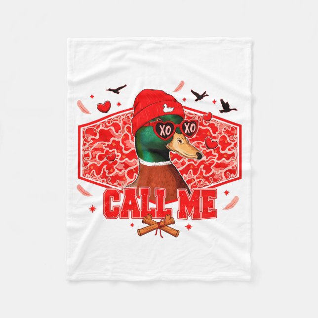 Funny Valentines Day Call Me Duck Hunting Men Wome Fleecedecke (Vorderseite)