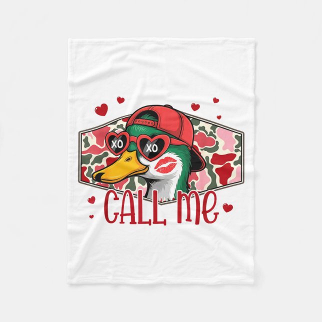 Funny Valentines Day Call Me Duck Hunting Men Wome Fleecedecke (Vorderseite)