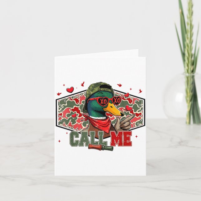 Funny Valentines Day Call Me Duck Hunting Men Wome Karte (Vorderseite)