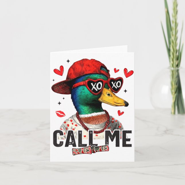 Funny Valentines Day Call Me Duck Hunting Men Wome Karte (Vorderseite)