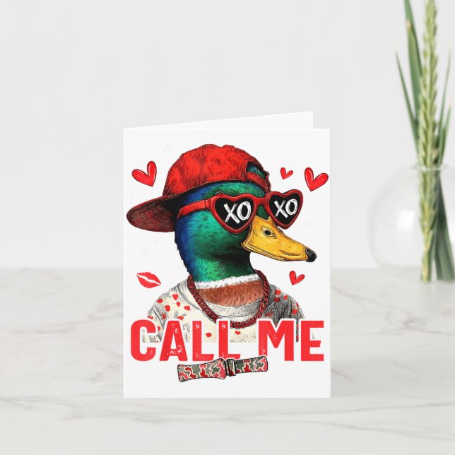 Funny Valentines Day Call Me Duck Hunting Men Wome Karte (Vorderseite)