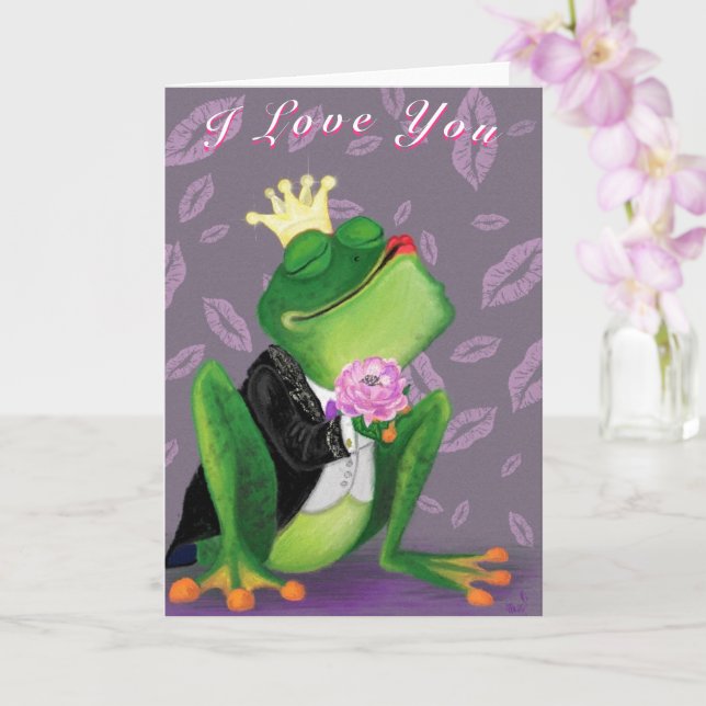 Funny Valentine's Day Card Frosch Prinz Kissy Karte (Orchidee)